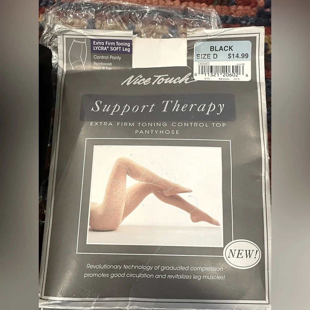 Vintage Nice Touch Support Therapy Light Toning Leg Control Pantyhose Size D